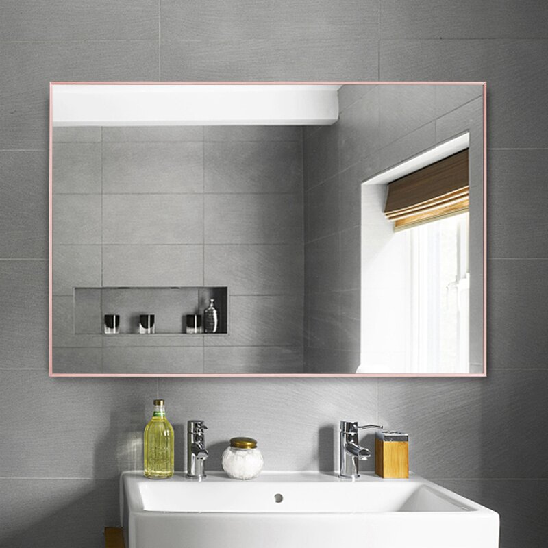 Eline Rectangular Thin Modern And Contemporary Bathroom Mirror 